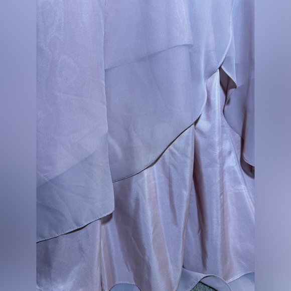 Dusty Rose A-Line Scoop Asymmetrical Bridesmaid Dress with Ruffle – Size 18 - Picture 5 of 10